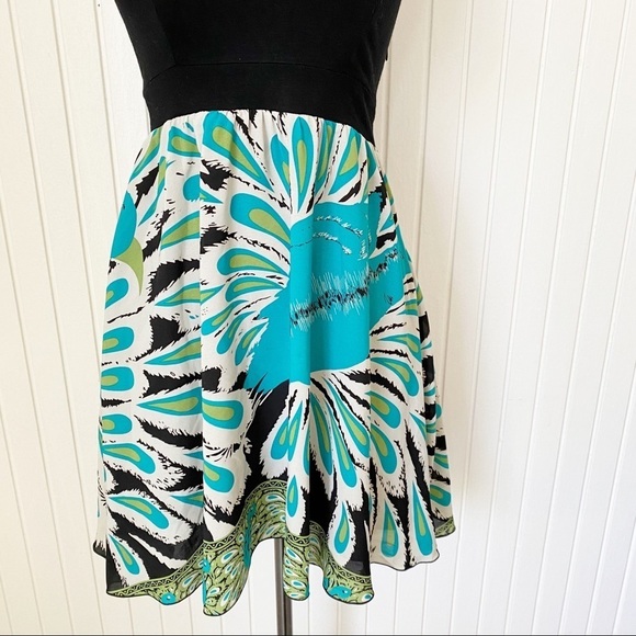 Tricia Fix Black Teal Peacock Strapless Sundress Size Small - Picture 5 of 13